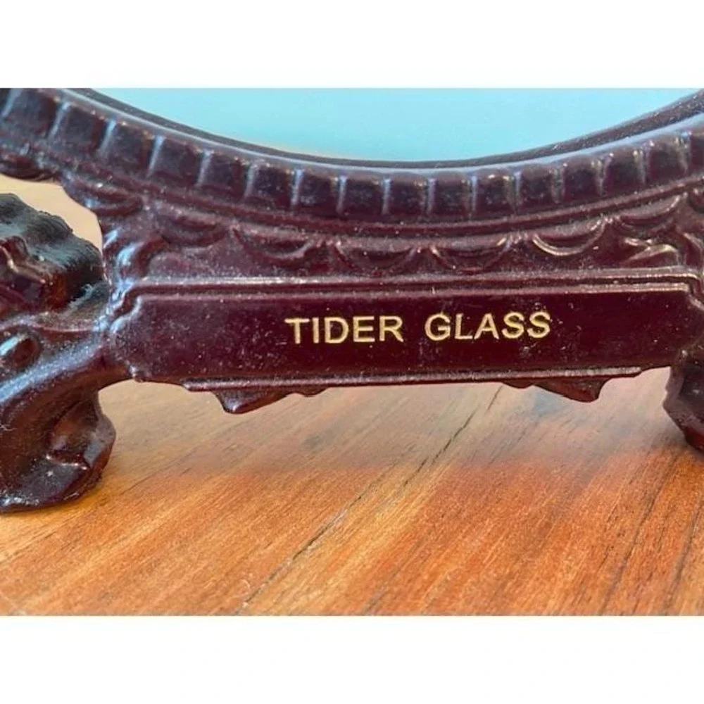 Dragon Display Stand Mahogany Easel For Plates 7.5in Vintage Tider Glass Carved
